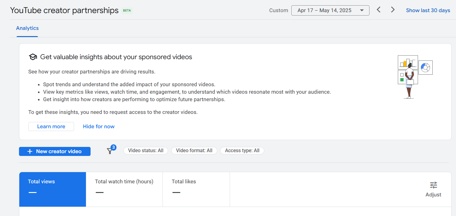 youtube creator partnerships analytics overview