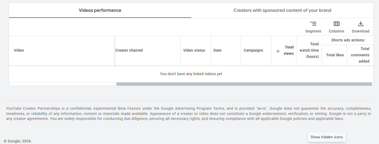 youtube creator partnerships videos performance